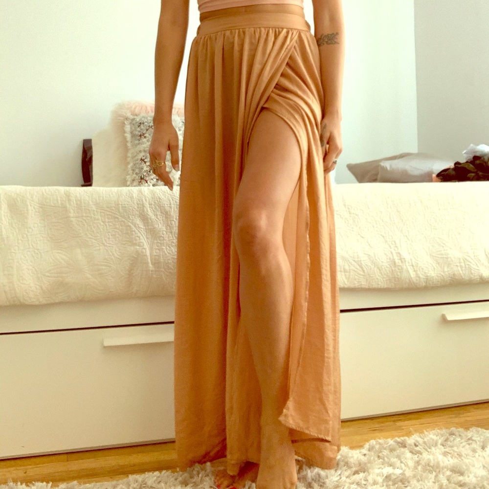 gold maxi skirt